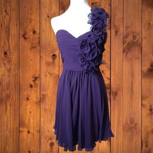 BEE DARLIN Women's Juniors Size 5/6 Purple One Shoulder Frilly Formal Dress NEW